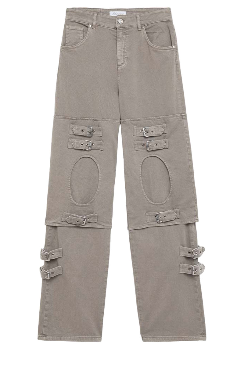 Multi Belt-Detail Panelled Boyfriend Jeans