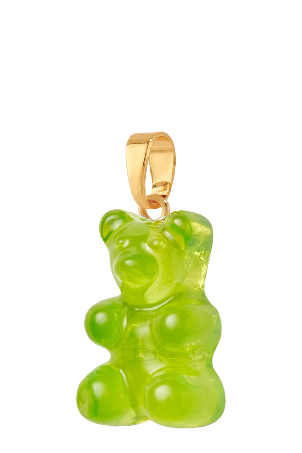 The Nostalgia bear pendant with classic connector in gold and lime colours from the brand CRYSTAL HAZE