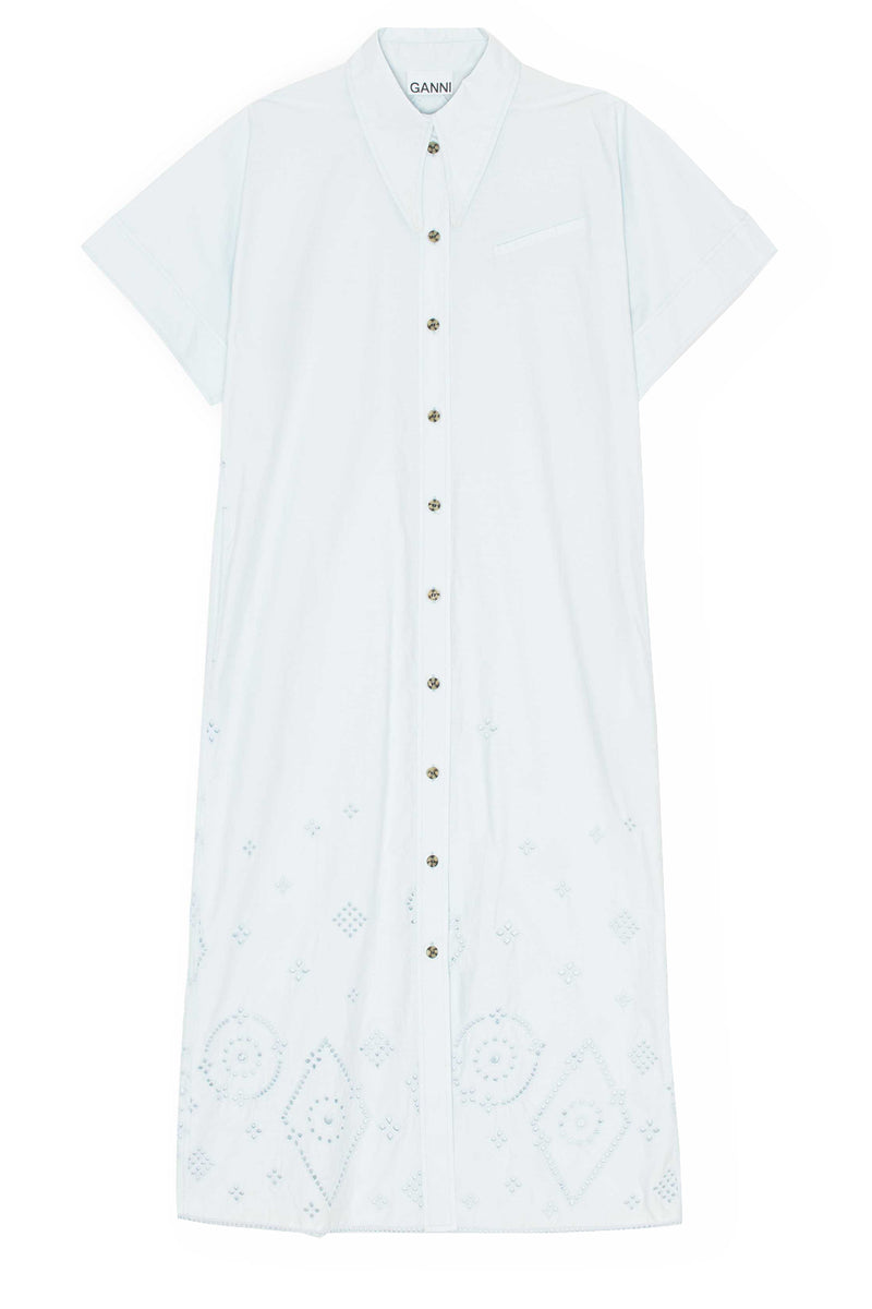 GANNI | Broderie-Anglaise Midi Shirt Dress | sparklemonde.com