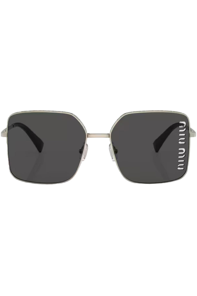 Metal Square-Frame Logo-Cut Sunglasses