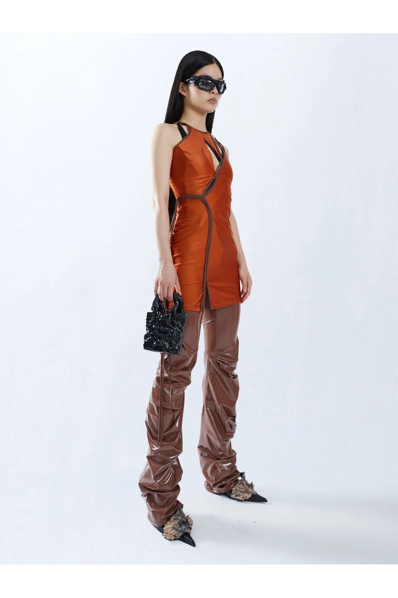 OTTOLINGER  Strap-Detail Cut-Out Metallic Mini Dress