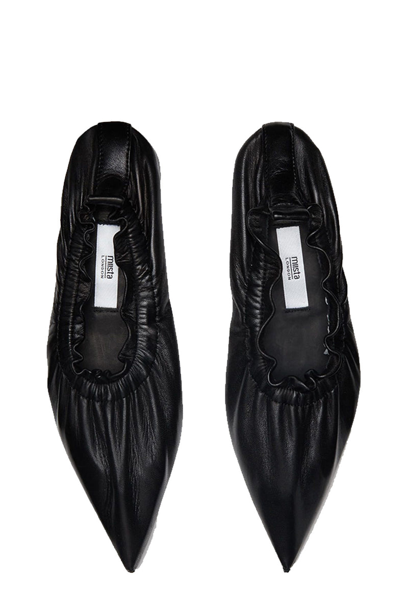 MIISTA | Aina Black Leather Flats | sparklemonde.com