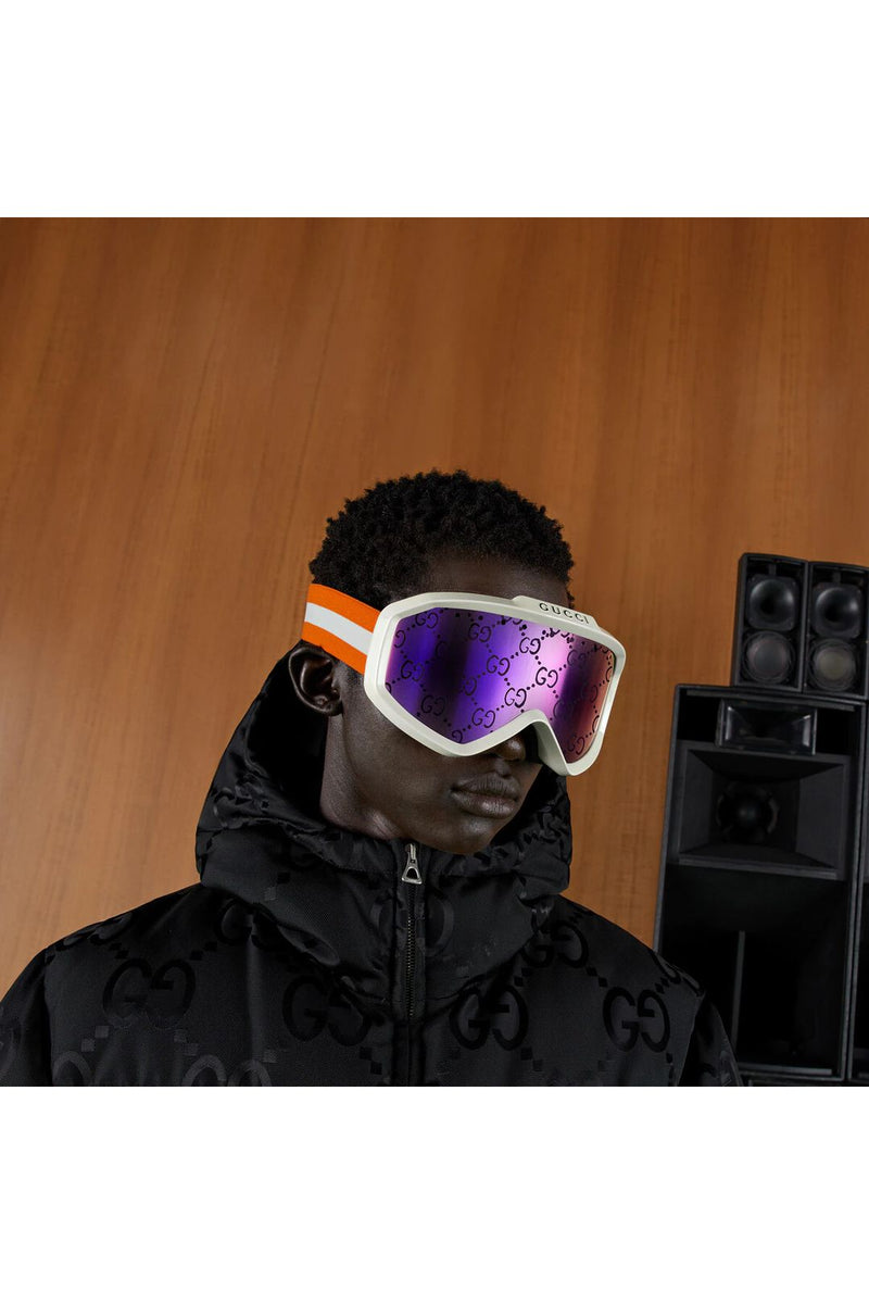 White Logo-print ski goggles, Gucci