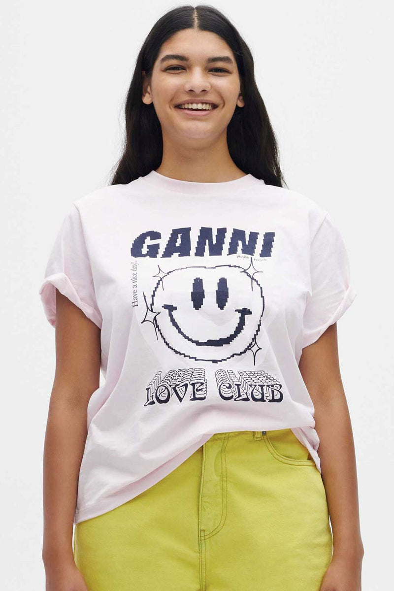 GANNI, Smiley-Print Organic Cotton T-Shirt
