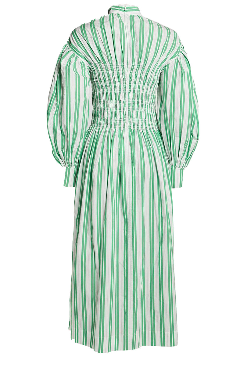 GANNIStripe Cotton Dress Kelly Green best Size L + Praia Grande bag