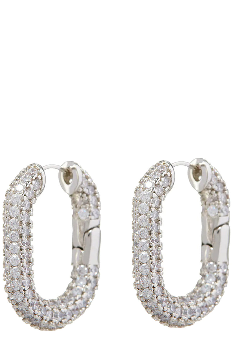 XL Pave Chain Link Hoop Earrings