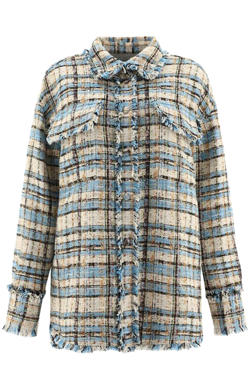 MSGM | Cotton Tweed Jacket – Light Blue | sparklemonde.com
