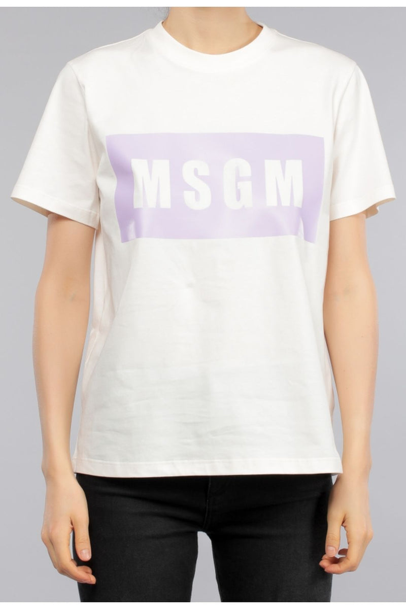 MSGM | Logo-Print Cotton T-Shirt Ð Cream | sparklemonde.com