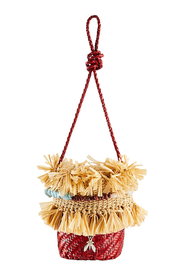 Rafia And Leather Bucket Bag