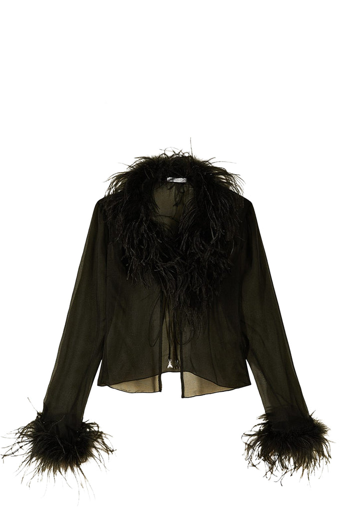 Feather-Embellished Cardigan