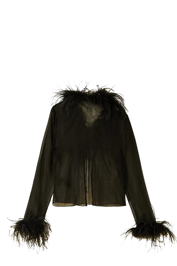 Feather-Embellished Cardigan