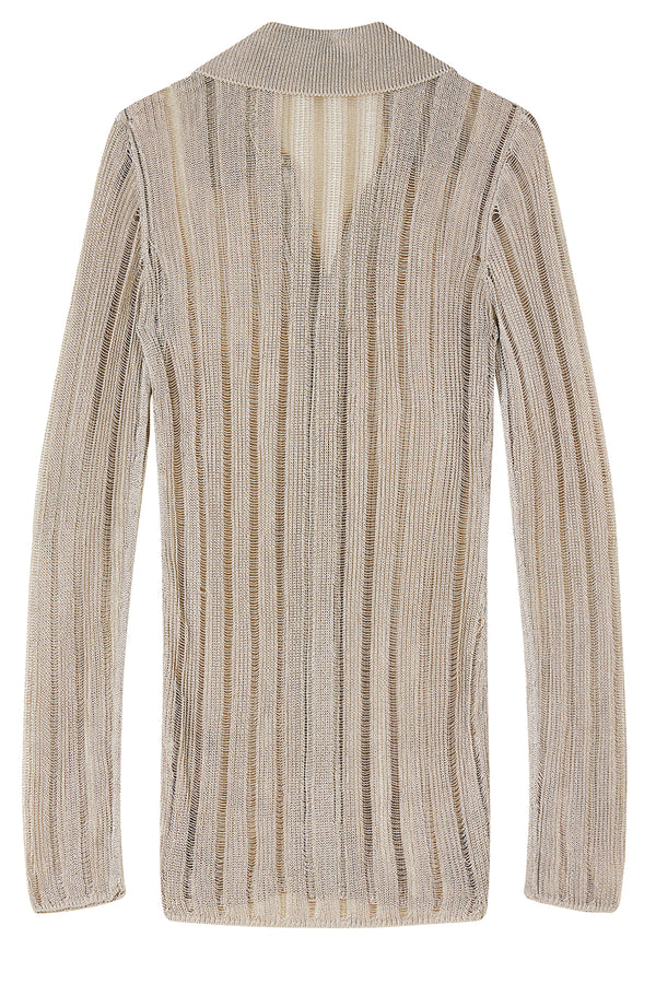 Long Sleeved Knitted Button Front Top