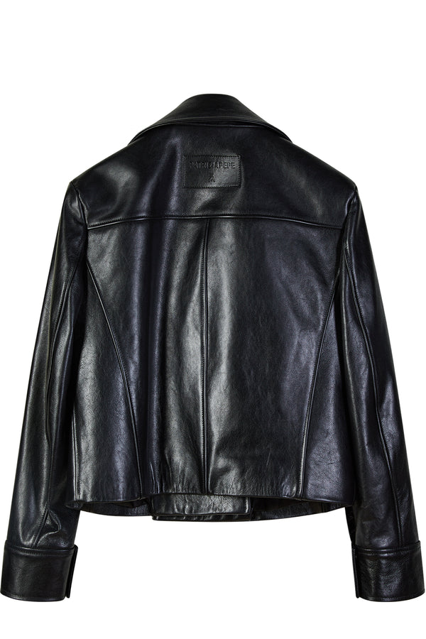Pocket Detail Leather Jacket