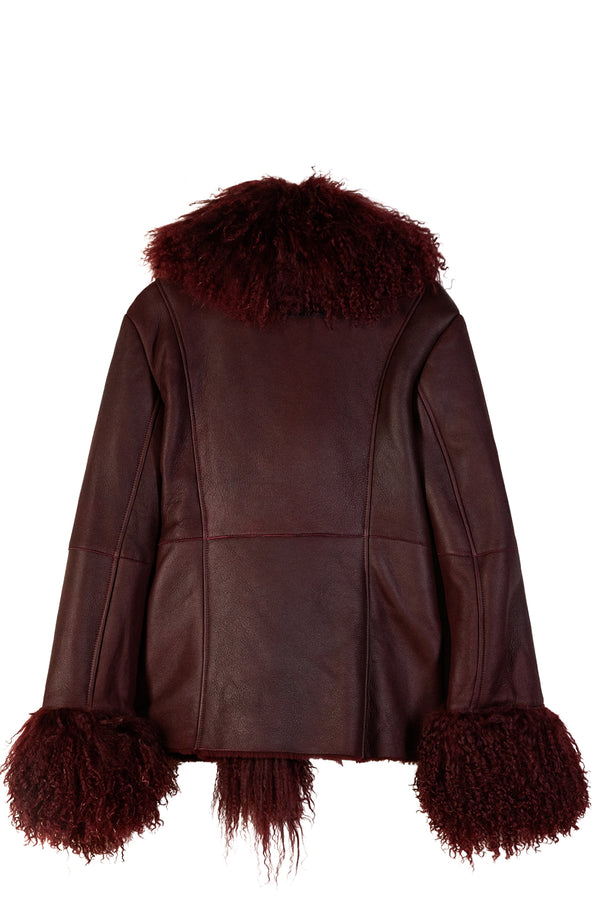 Fur Trim Leather Coat