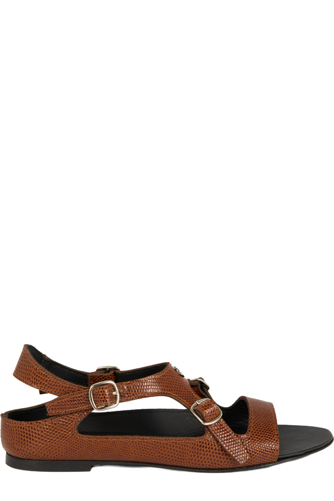 Lizard Print Buckle On Sandals
