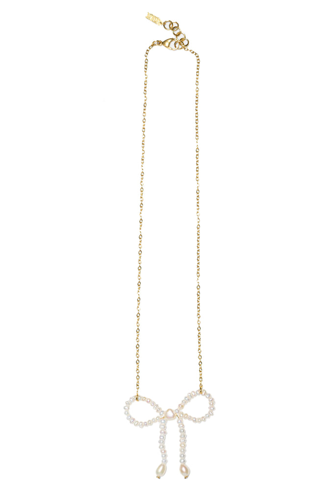 Pearl Bow Chain Necklace