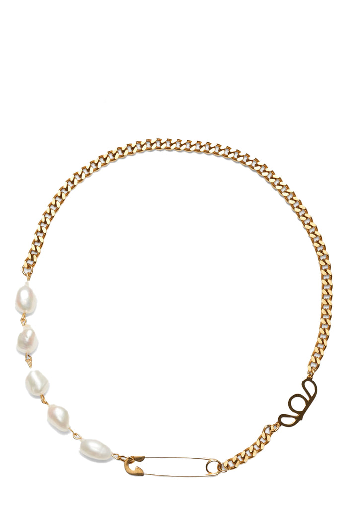 Safety Pin Pearly Necklace