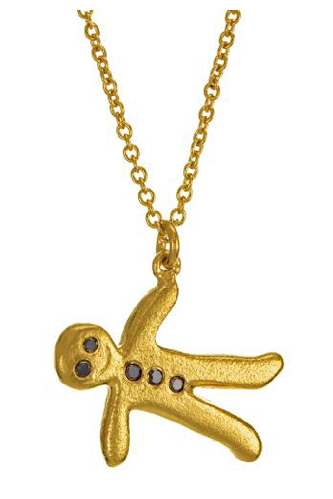 The gingerbread man necklace in gold colour from the brand ALEX MONROE
