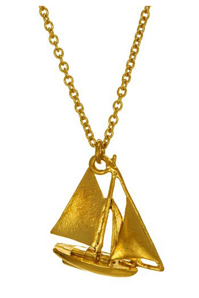 The sailing boat necklace in gold colour from the brand ALEX MONROE