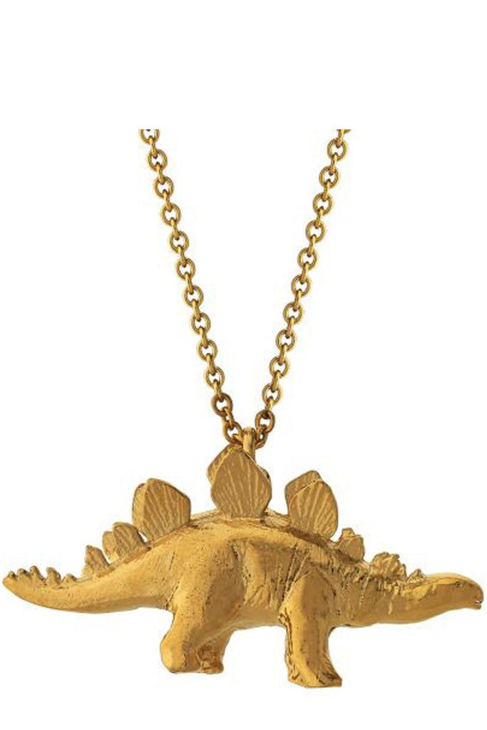 The stegosaurus necklace in gold colour from the brand ALEX MONROE