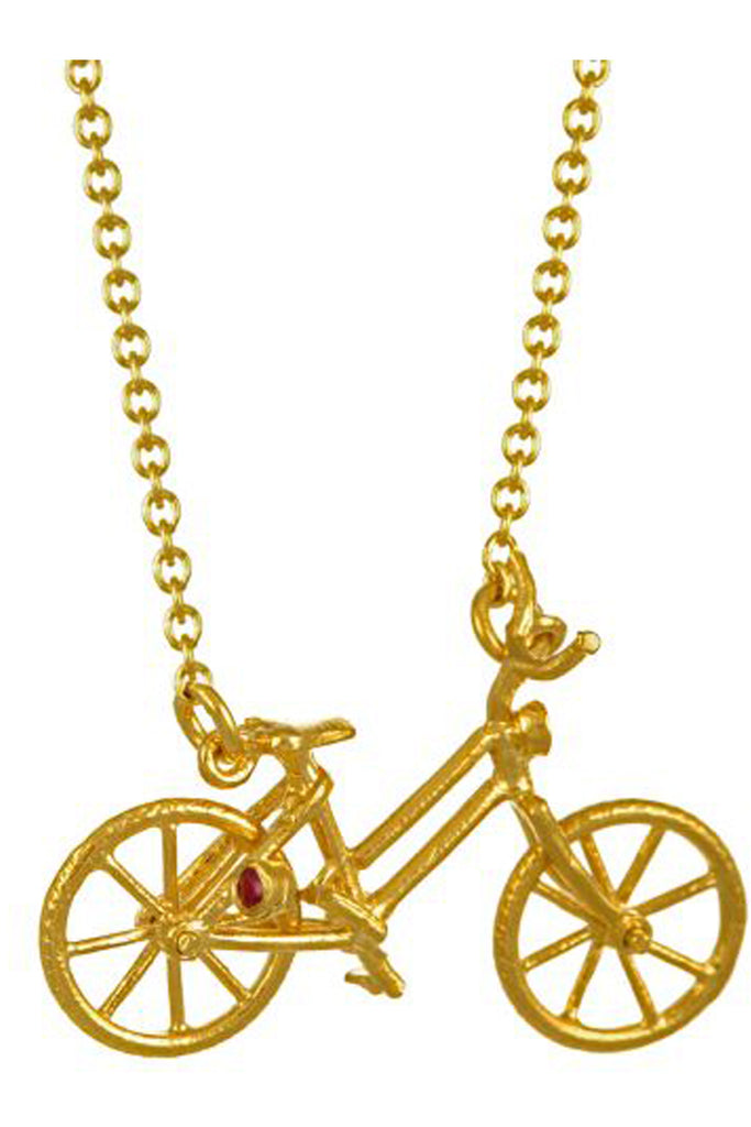 The vintage bicycle necklace in gold colour from the brnd ALEX MONROE