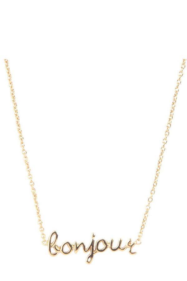 The bonjour necklace in gold colour from the brand ALL THE LUCK IN THE WORLD