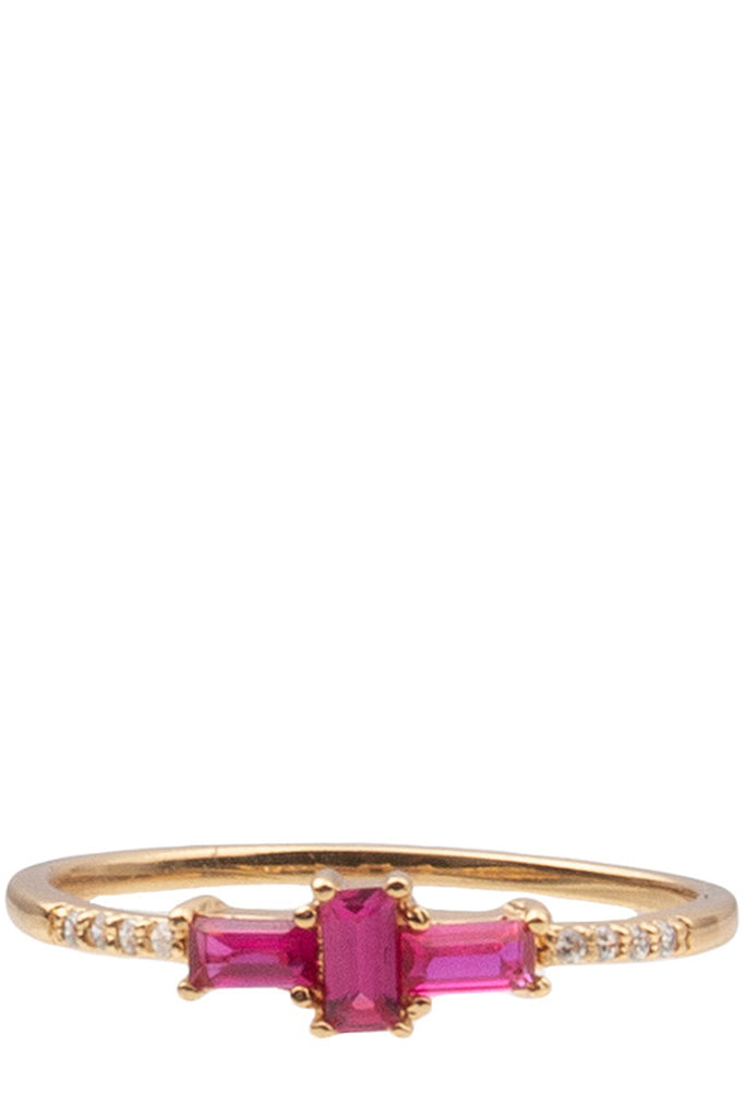 The cross ring in pink and gold colours from the brand ALL THE LUCK IN THE WORLD