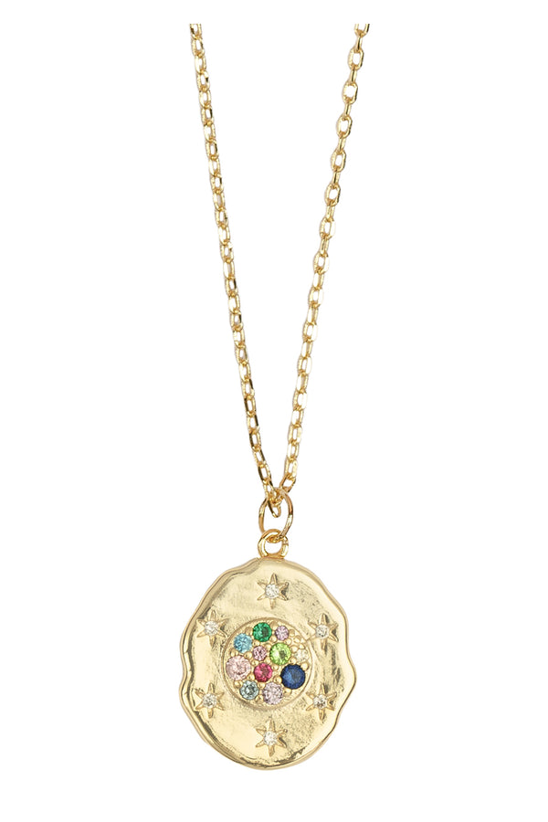 The lucky coin necklace in gold and multicolour colour from the brand ALL THE LUCK IN THE WORLD