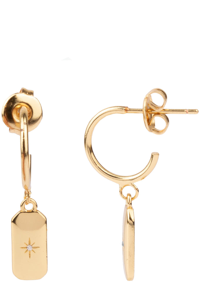 The Rectangle Star earrings in gold colour from the brand ALL THE LUCK IN THE WORLD.