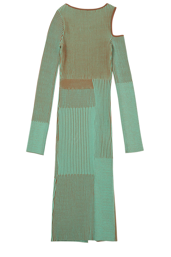 The Ellison paneled knit dress in jade color from the brand ANDERSSON BELL