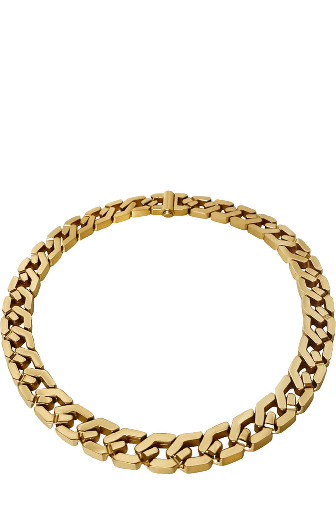 The chunky geometric necklace in gold colour from the brand ANISA SOJKA