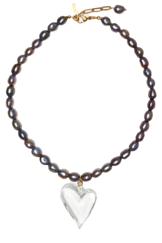 Heart Of Glass Nero Pearl Necklace