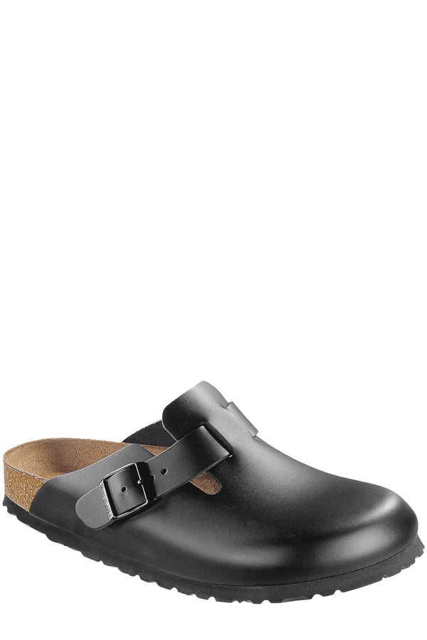 The Boston Smooth Leather Clogs in black colour from the brand BIRKENSTOCK