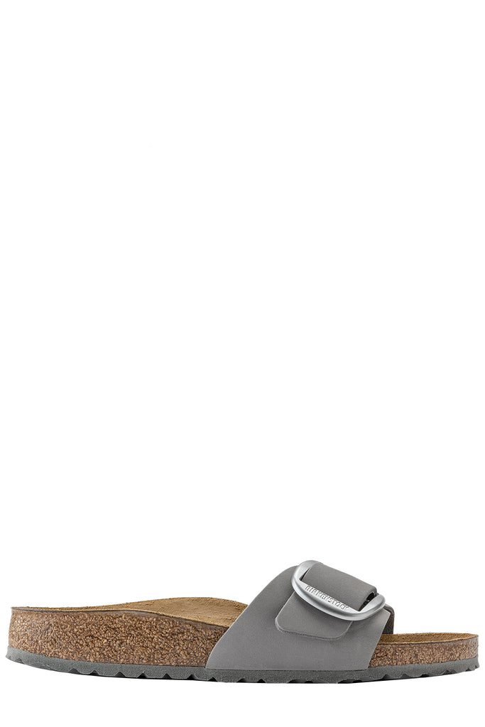 The Madrid Nubuck Leather Buckle-Fastened Sandals in light grey colour from the brand BIRKENSTOCK