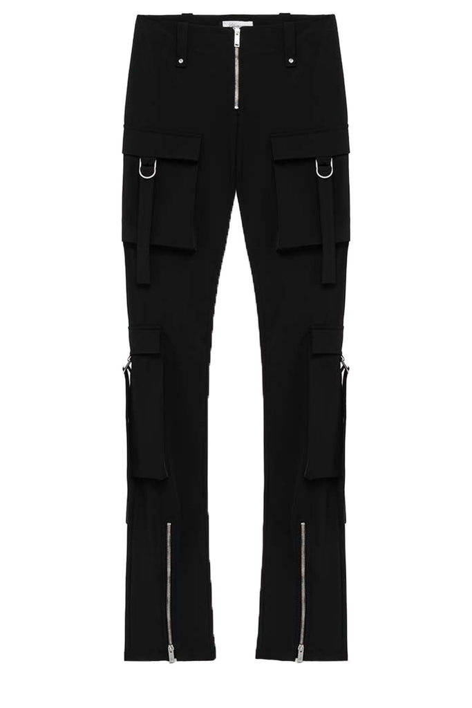 The multi-pocket skinny slim-fit pants in black color from the brand BLUMARINE