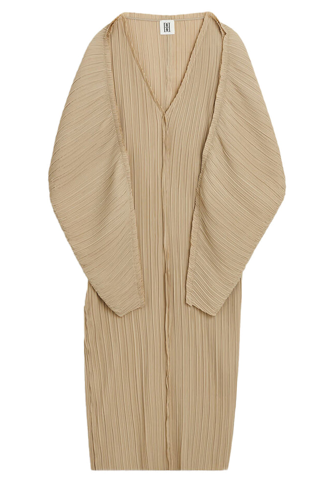 The Dalya asymmetric volume-sleeve dress in beige color from the brand BY MALENE BIRGER