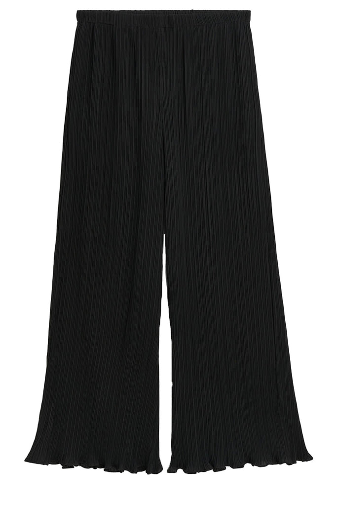 The Darja wide-leg recycled polyester pants in black color from the brand BY MALENE BIRGER