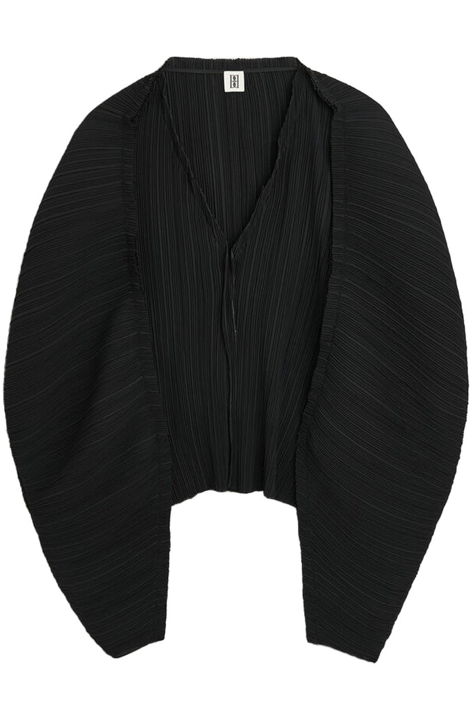 The Devone volume-sleeve recycled polyester shirt in black color from the brand BY MALENE BIRGER