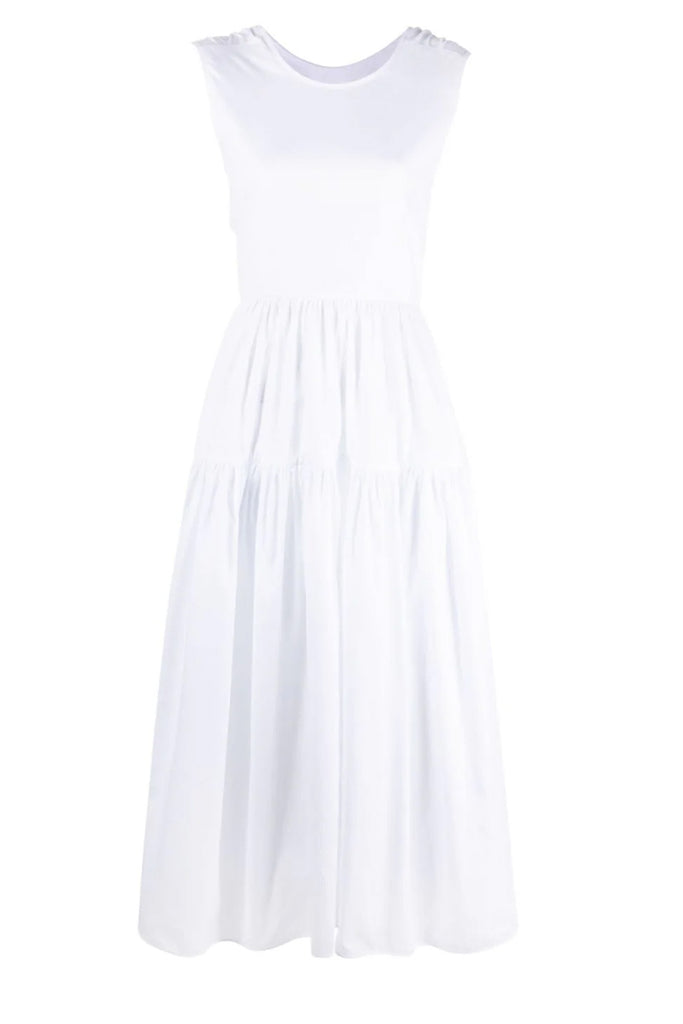 The Ruth Open-Back Sleevless Midi Dress in white colour from the brand CECILIE BAHNSEN