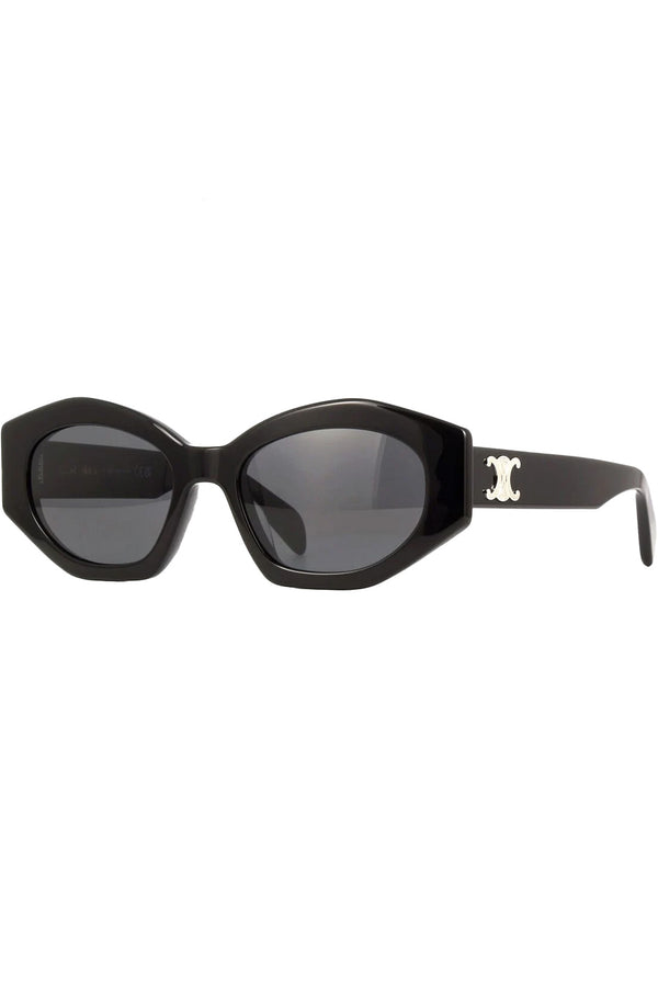 The bold rectangle-frame sunglasses in black colour with grey lenses from the brand CELINE