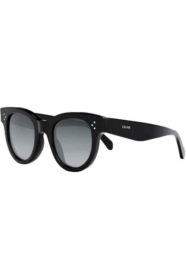 The cat-eye round-frame sunglasses in black color with grey lenses from the brand CELINE