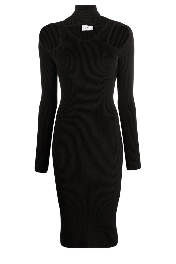 The cut-out turtleneck knitted midi dress in black from the brand COPERNI