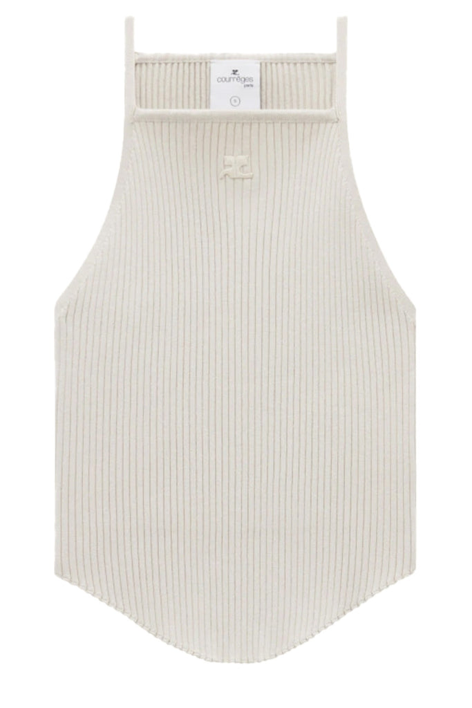 The Holistic Ribbed-Knit Pointy Tank Top in lime stone colour from the brand COURRÈGES