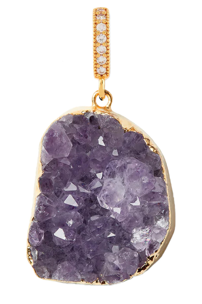 The Amethyst pendant with pave connector in gold and purple colours from the brand CRYSTAL HAZE