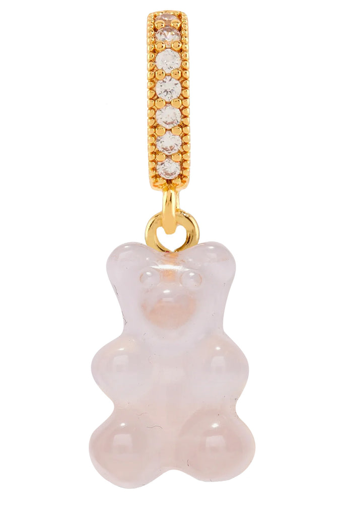 The Crystal Nostalgia Bear pendant with pave connector in gold and pink colours from the brand CRYSTAL HAZE
