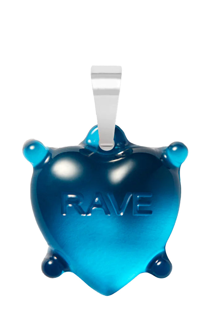 The Dilemma heart rave pendant with classic connector in silver and blue from the brand CRYSTAL HAZE