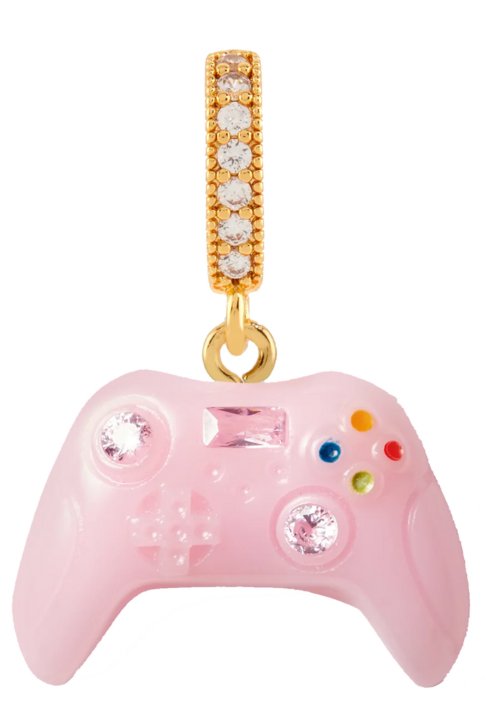 The Gamer pendant with pave connector in gold and lipgloss colours from the brand CRYSTAL HAZE