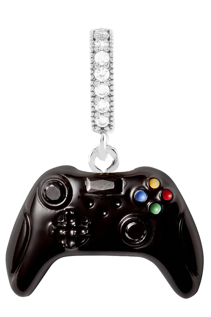 The gamer pendant with pave connector in silver and black colors from the brand CRYSTAL HAZE