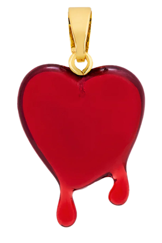 The melting heart pendant with classic connector in gold and red colour from the brand CRYSTAL HAZE