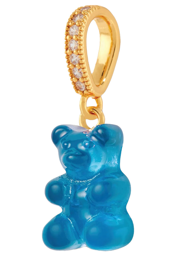The nostalgia bear pendant with pave connector in azure and gold colors from the brand CRYSTAL HAZE